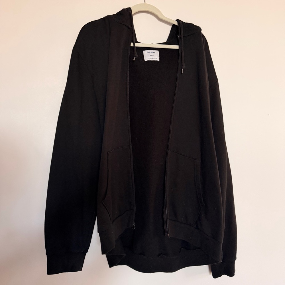Old Navy Black Full-Zip Hooded Sweatshirt